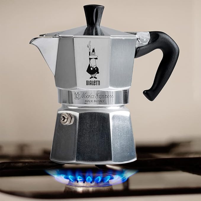 Bialetti Moka Express Iconic Italian Stovetop Espresso Maker (Natural Silver, 6 Cups)