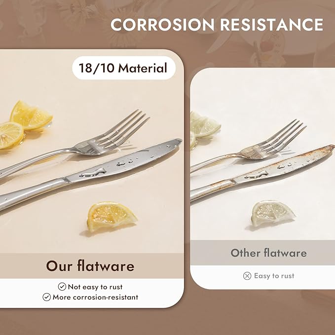 KINGSTONE 20-Piece Silverware Set for 4,18/10 Premium Stainless Steel Flatware Set, for Home, Restaurant, Wedding and Party Use, Mirror-Polished Cutlery Set, Dishwasher Safe