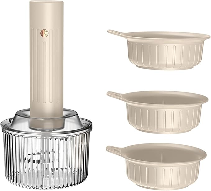 Electric Garlic Chopper, Multifunctional Portable Veggie Cutter with 2 Blades & 4 Bowls - Mini Chopper Food Processor for Ginger, Chili, Fruit, Meat - Electric Mini Chopper, One-Touch Operation