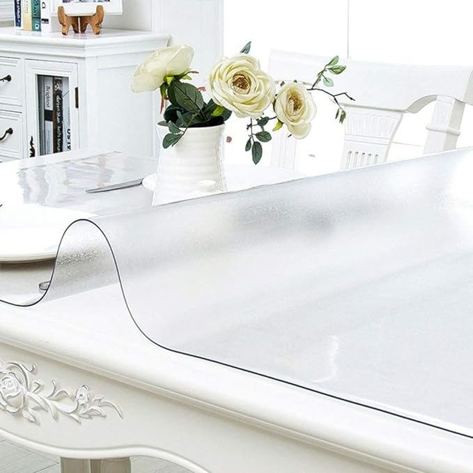 NECAUX Custom 44 x 120 Inch Frosted Table Cover Protector, 1.5mm Thick Wood Grain Transparent Table Pad Non-Slip Tablecloth Plastic Protective Pad for Dining Room Table Conference Table Meeting Table