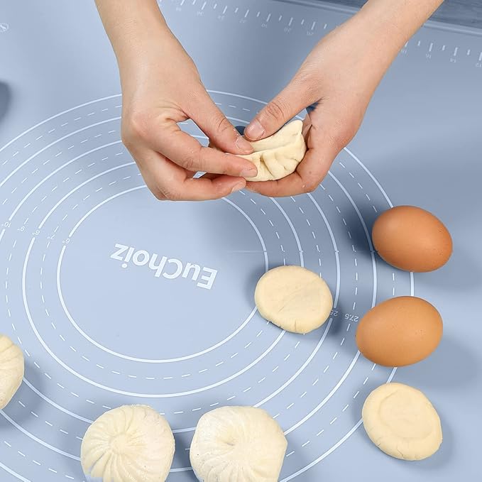 Silicone Pastry Mat 32"*24" Extra Thick Non Stick Baking Mat Food Grade Silicone Dough Rolling Mat with Edge Heightening Large Blue