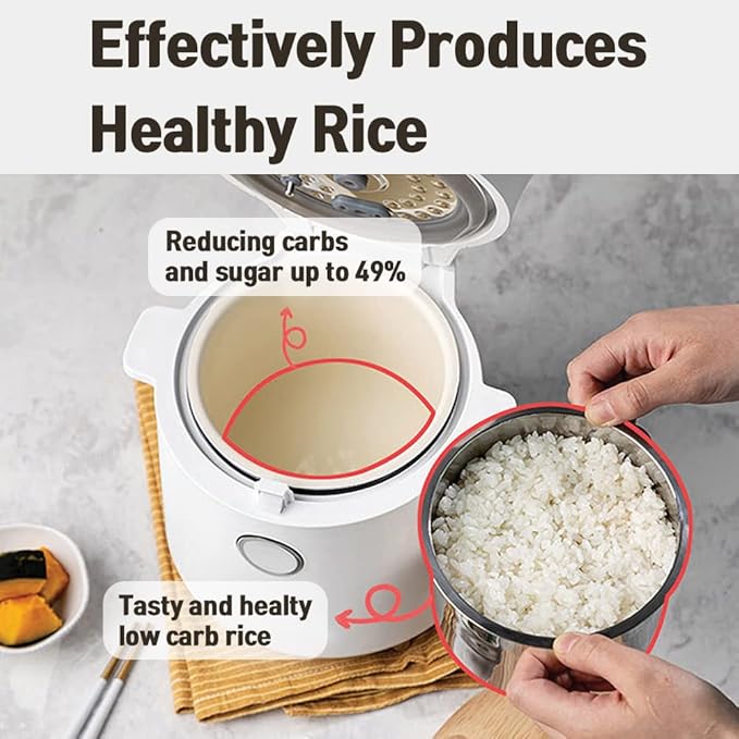 BANU Small Mini Rice Cooker Low Carb, Reduce Sugar, Keto Friendly 3 Cups (white rice), 1 Cup (Low carb rice), Keep Warm 24 Hours Preset For White, Brown Rice, Soup, Cake (BLACK)