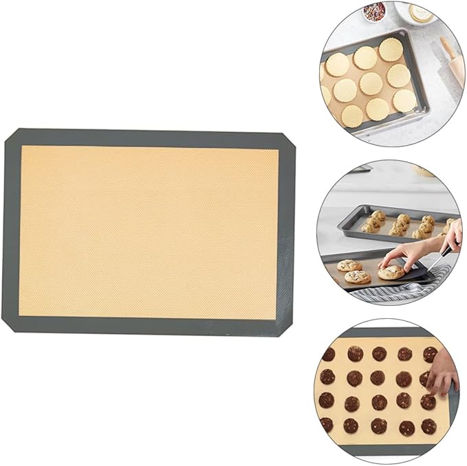 4pcs Heat Resistant Silicone Baking Mats Fiberglass, Non-stick Reusable Baking Pads for Home Bakery, Medium 42x29.5cm Small 30x21cm, Coffee Bottom, Food Safe Oven Liners