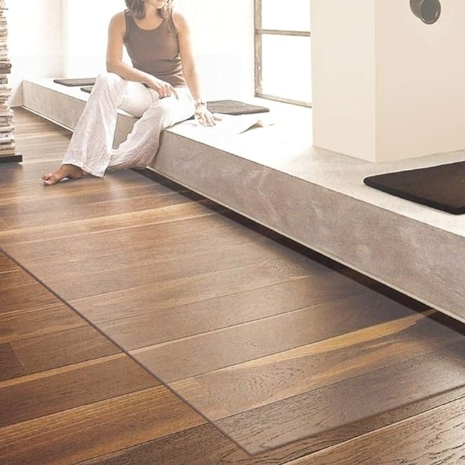 NECAUX Custom 42 x 84 Inch Frosted Table Cover Protector, 1.5mm Thick Wood Grain Transparent Table Pad Non-Slip Tablecloth Plastic Protective Pad for Dining Room Table, Conference Table