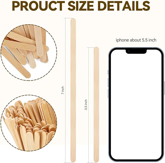 1000 Count Bamboo Coffee Stirrer - Disposable 7 inches Long Wooden Stir Sticks for Coffee and Cocktails - Smooth, Splinter-Free Beverage Mixers - Ideal for Cafe, Bars and Drink Stations