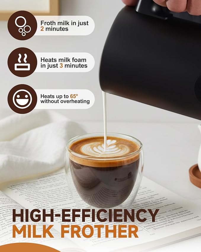 Milk Frother and Steamer, 4-in-1 Automatic Electric Milk Frother 11.8oz/350 ml, Instant Hot and Cold Foam Maker, Milk steamer Heater Foamer Warmer for Coffee, Cappuccino, Macchiato, Latte