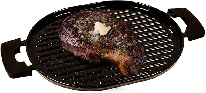 NUWAVE Cast Iron Grill With Enameled Non-Stick Coating, Designed For The NuWave Precision Induction Cooktop Black 16.3" x 10.4" x 0.7"