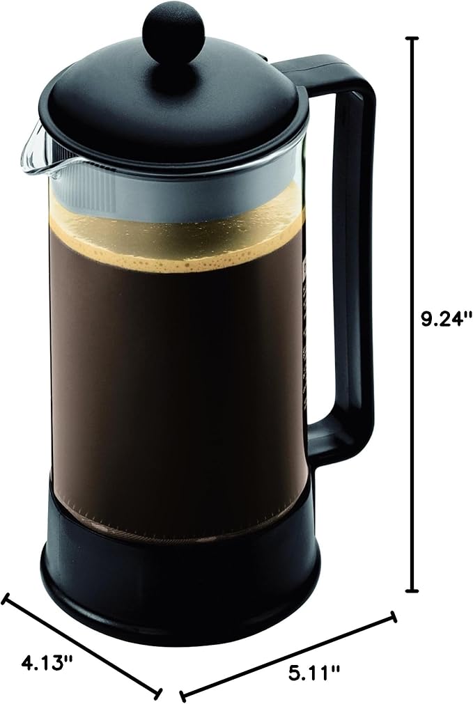 Bodum 34oz Brazil French Press Coffee Maker, High-Heat Borosilicate Glass, Black - Made in Portugal