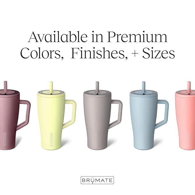 BrüMate Era 40 oz Tumbler with Handle and Straw | 100% Leakproof Insulated Water Bottle Tumbler with Lid and Flexible SoftSip Straw | Made of Stainless Steel | Cup Holder Friendly | 40oz (Primrose)