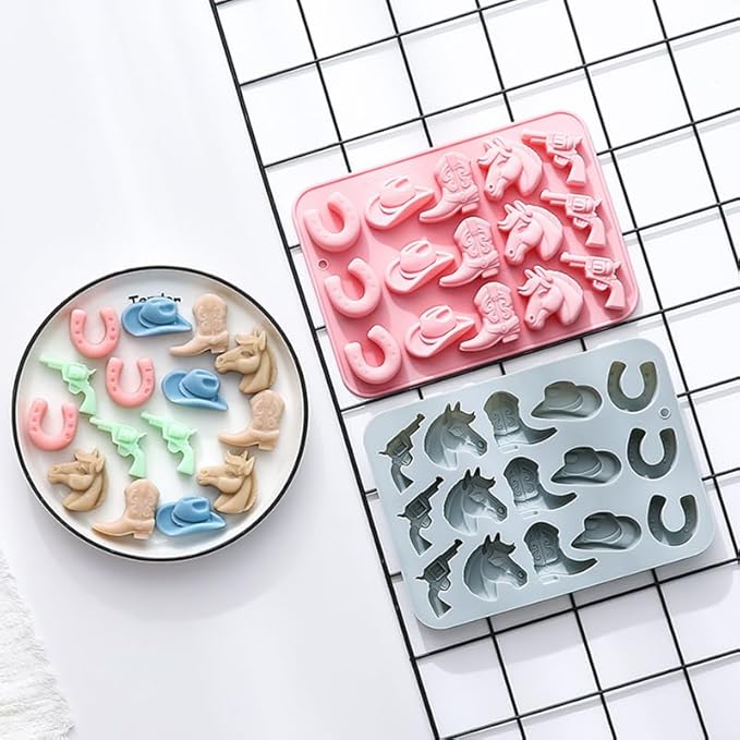 Silicone Cake Pop Mold Non Stick Fancy Mold Cake Pan 15 Cavity Cowboy Shape Candy Cupcake Cornbread Chocolate Brownie Gummy Resin Crafts Cake