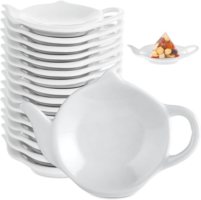 STARVAST Set of 18 Tea Bag Holder for Used Tea Bag, Ceramic Tea Bag Coaster Keep Your Tea Time Tidy and Organized, White