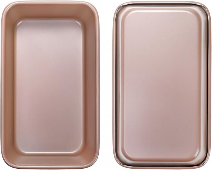 Elsjoy 4 Pack Non-Stick Loaf Pan, 9.5 x 5.5 Inch Champagne Bread Loaf Pans Carbon Steel Bread Tin Set for Baking, Metal Bakeware for Bread, Meatloaf, Cake