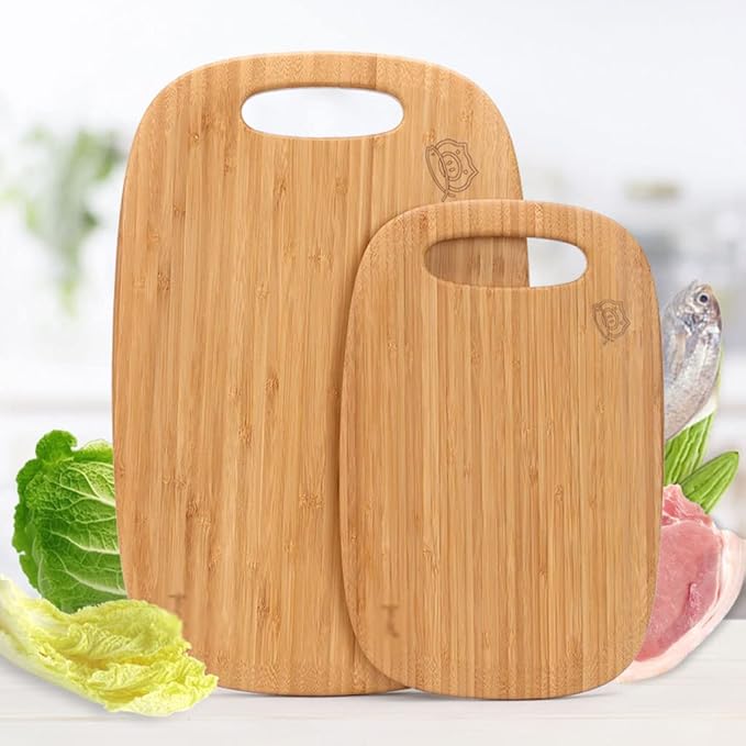 Board Bamboo Cutting Board with Handle Wooden Cutting Board for Kitchen Board Set for Vegetables Meat Cheese Cutting Board for Carving Meat or Vegetables (Carbonized Color L