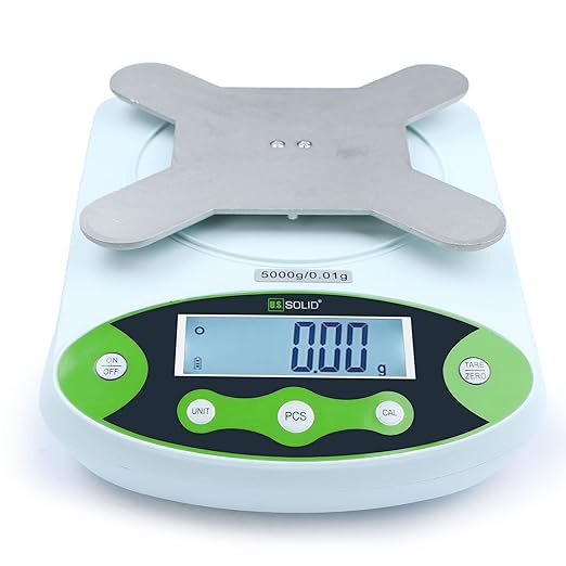 U.S. Solid Digital Analytical Balance 2kg x 0.01g, High Precision Lab Scale, 500g Calibration Weight, 10 Weighing Units, AC 100V-240V & DC 9V, Piece Counting