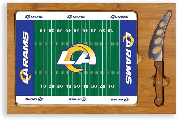 PICNIC TIME NFL Football Field Icon Glass Top Cutting Board & Knife Set, (Parawood & Bamboo)