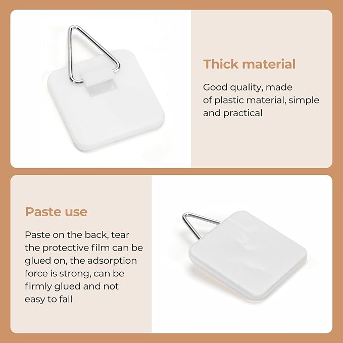 Bilillo 40PCS Adhesive Plate Hangers for the Wall, Invisible Heavy Duty Plate Holders with Wall Hooks & Storage Box, Strong Sticky Hangers for Plates, Frames & Wall Art