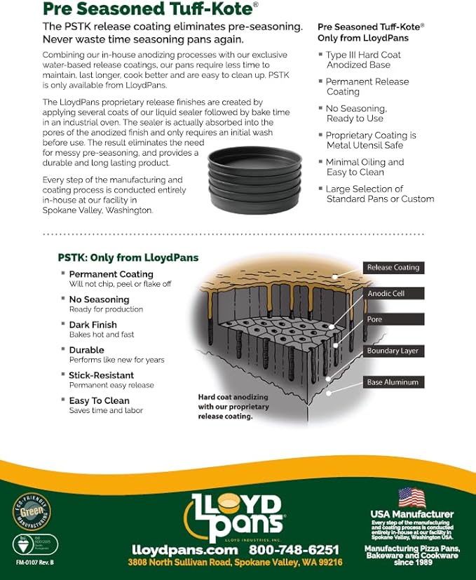 Lloyd Pans Kitchenware 8 Inch by 10 Inch Detroit Style Pizza Pan - PSTK (Pack of 12)