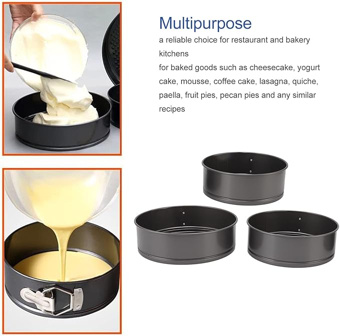 Cake Pan Set, Round Cheesecake Pan, Nonstick Cake Pan with Removable Bottom for Cheesecakes, Yogurt Cakes, Mousse, Coffee Cakes (22/24/26)