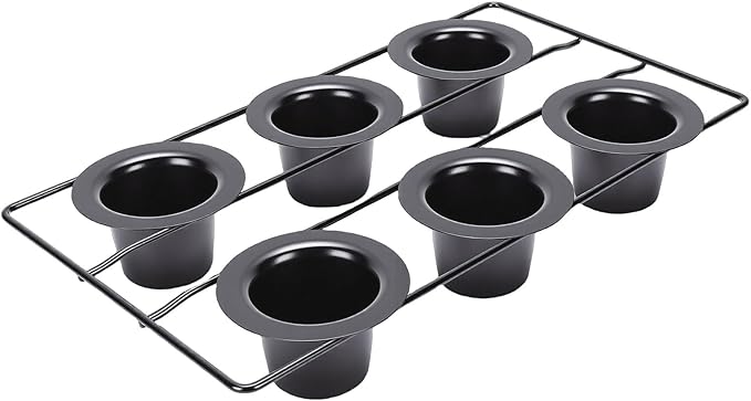 6 Cups Popover Pans, Nonstick Muffin Cupcake Pan, Pudding Cakes Bakeware Tray Mold Popover for Oven Baking Muffins Quiches Homemade Bakery Kitchen