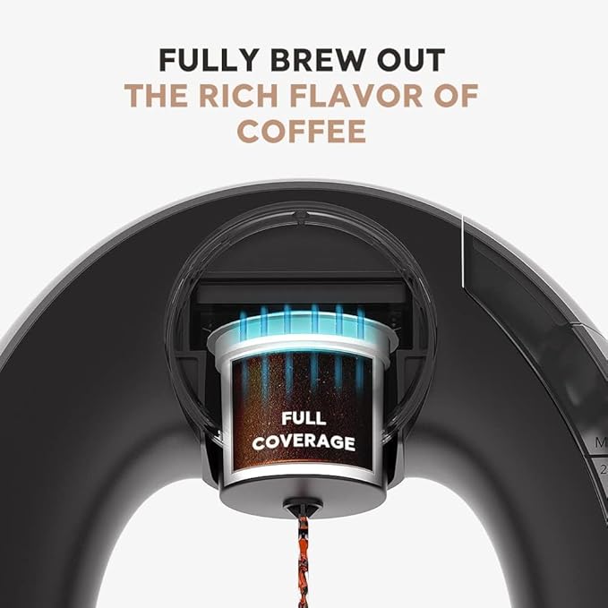 BENFUCHEN Pod and Grounds Single-Serve Coffee Maker, 2 in 1 One Cup Coffee Machine Compatible with K-Cup Pod & Coffee Grounds/Tea, Compact Design, 4-8oz, Grey
