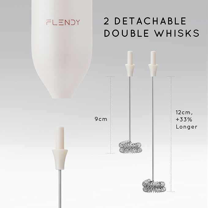 Flendy Rechargeable Milk Frother Handheld, Coffee Frother Handheld with USB-C Charging Stand, Electric Drink Mixer Handheld, Mini Electric Whisk Frother for Coffee, Matcha, etc