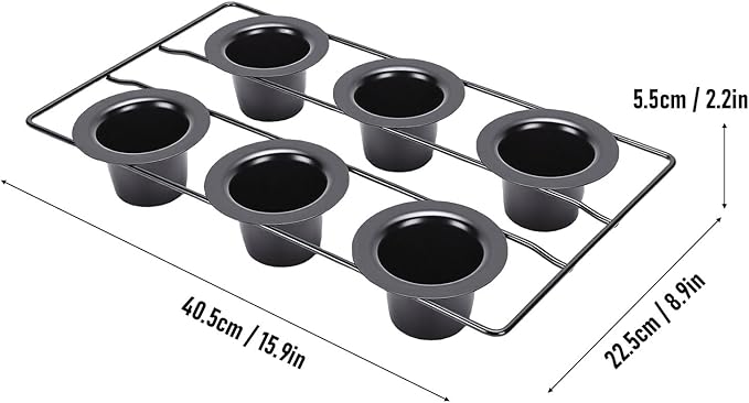 VBESTLIFE 6-Cup Popover Pan, Heavyweight Aluminized Steel with Nonstick Coating, for Yorkshire Pudding, Muffins, and Popovers