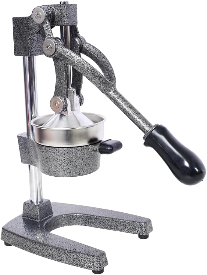 Heavy Duty Cast Iron Citrus Juicer, Extra-Large Commercial Grade Manual Hand Press Orange Juicer, Grey Handheld Squeezer for Fresh Lemon Lime Grapefruit Juice