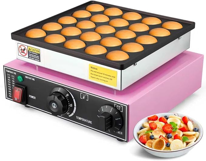 Commercial Mini Dutch Pancake Maker,25PCS Dorayaki Maker,Non-stick Dutch Poffertjes Grill,Stainless Steel Muffin Waffle Maker,Electric Hotcakes Machine for Breakfast,Snacks,Desserts