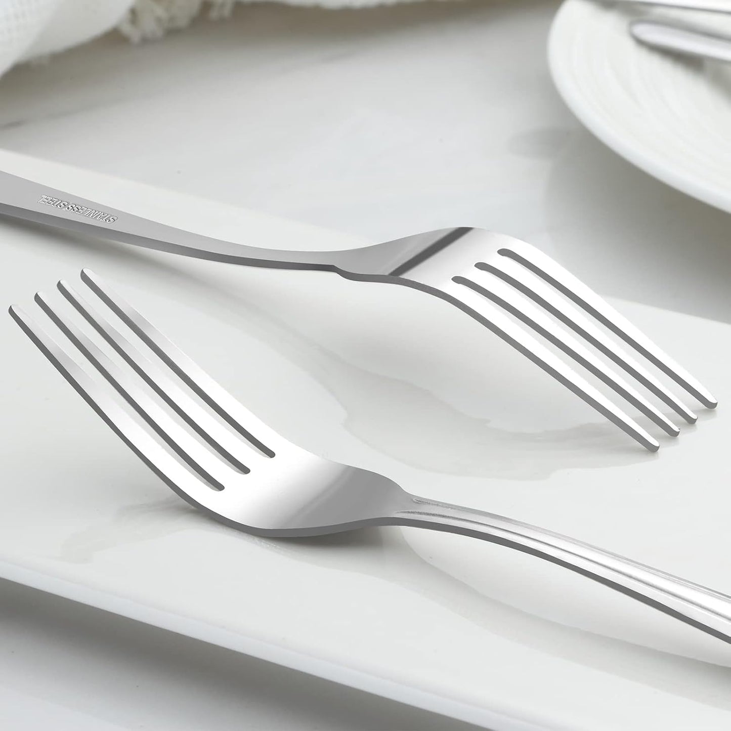 BEWOS 36-Piece Dinner Fork Set, 8.2-Inch Stainless Steel Silverware, Mirror Polished, Dishwasher Safe, For Home, Kitchen or Restaurant