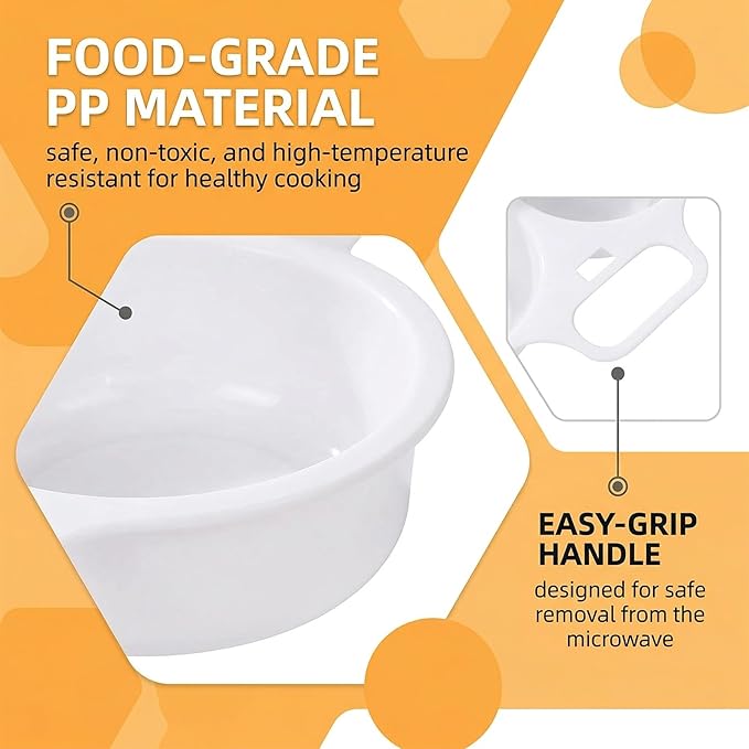 White Microwave Egg Cooker,Microwave Egg Poacher,Egg Poacher Microwave,2 Cavity Nonstick Poached Egg Maker With Lid, Egg Cooker, Double Drain Poached Cups Specialty Cookware