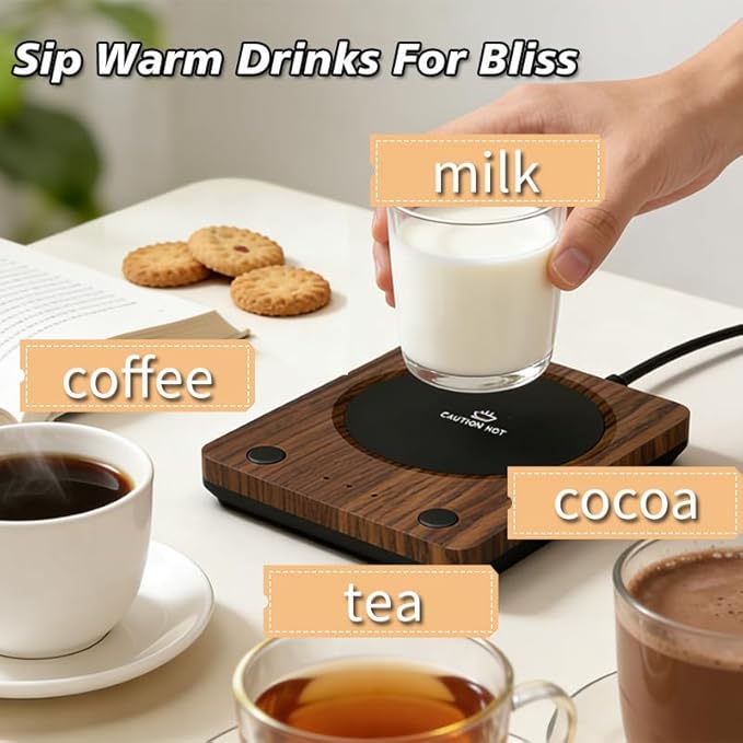 SEALON SLM03 Electric Coffee Mug Warmer - 3-Temperature Desk Cup Warmer with Auto Shut-Off (4 Hours) for Heating Coffee, Tea, Milk & Beverages