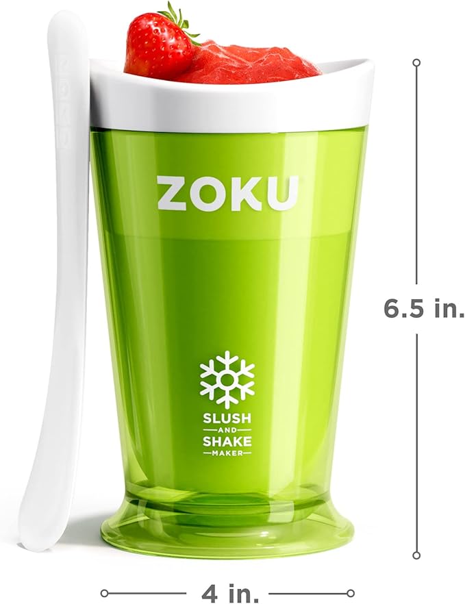 ZOKU Original Slush and Shake Maker, Compact Make and Serve Cup with Freezer Core Creates Single-Serving Smoothies, Slushies and Milkshakes in Minutes, BPA-free, Green