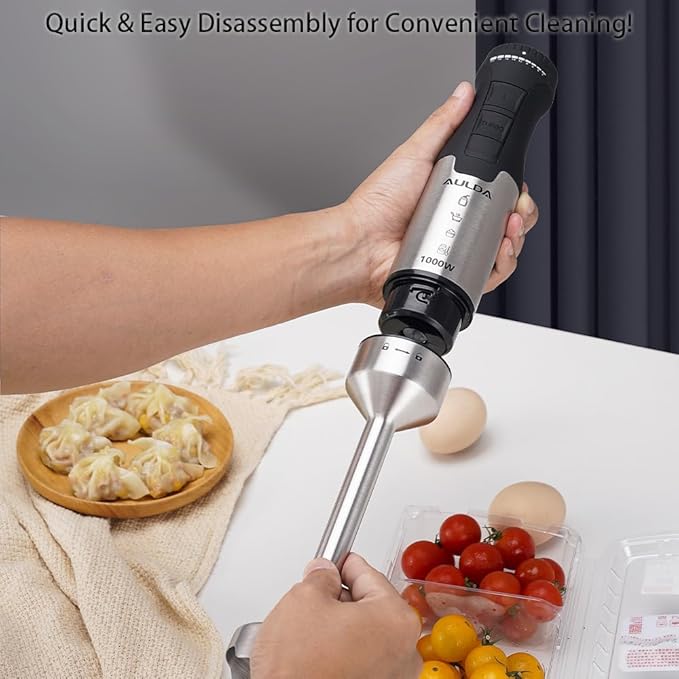 1000W Electric Immersion Blender, 20-Speed Hand Blender with Ergonomic Handle, Handheld Mixer for Smoothies, Baby Food, Soup & More