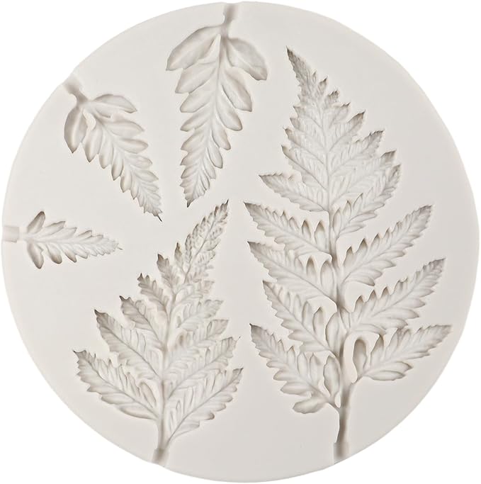 Tropical Leaf Silicone Mold Fern Leaves Fondant Molds For Cake Decoration Cupcake Topper Chocolate Candy Resin Polymer Clay Set of 4
