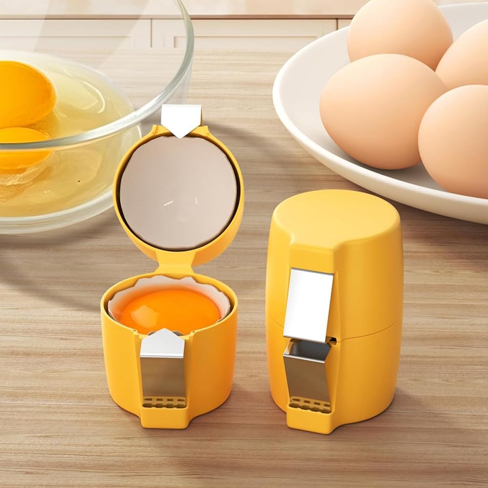 2 Pcs Egg Shell Opener Remover, Eggs Peeler Separator for Boiled and Raw Eggs, Stainless Steel Eggshell Cutter Kitchen Tools for Cooking and Breakfast Prep (Orange)