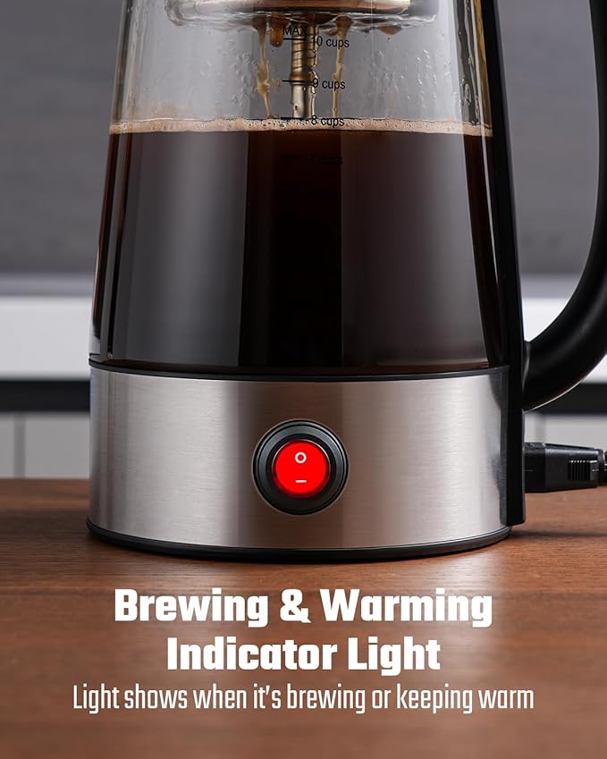 KIDISLE Percolator Coffee Pot Electric Coffee Maker, 10-Cup Coffee Percolator with Auto Keep Warm, Stainless Steel Basket, Borosilicate Glass, Cool-Touch Handle