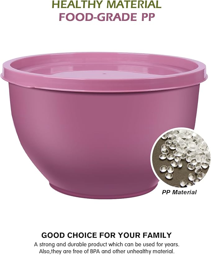 Greentainer Plastic Mixing Bowls with Lids Set for Kitchen, 5 Set Nesting Bowls for Mixing, Baking, Prepping, Cooking and Serving Food, Mixing Bowls Dishwasher, Microwave Safe