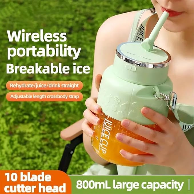 800 - Portable Blender for Shakes And Smoothies with 28oz Cup, Lid, Straw and Shoulder Strap, Type-C USB Rechargeable, Personal Size Blenders Bpa-Free for Gym/Travel/Kitchen (1pc White)