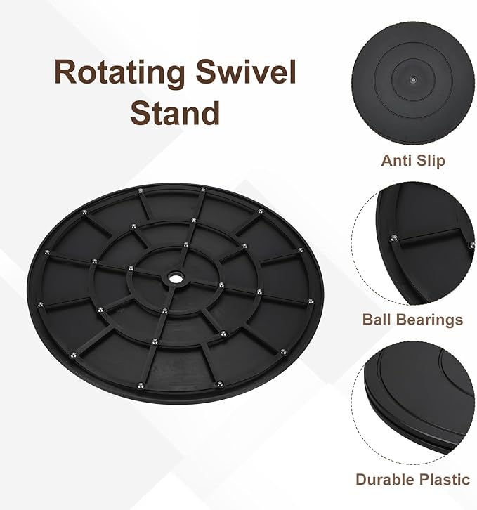 uxcell 3Pcs 16 Inch Rotating Swivel Stand with Steel Ball Bearings, 360 Degree Rotating Lazy Susan Turntable Organizer Round Rotating Plate for TV Sculpture Computers Monitor, Black