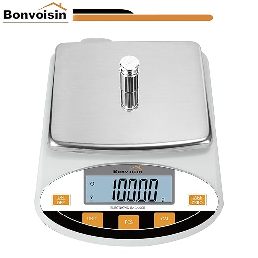 Bonvoisin Lab Scale 2000g x 0.01g Digital Precision Analytical Balance 10mg High Precision Electronic Balance Jewelry Scale Kitchen Scale Scientific Scale Laboratory Scale Balance (2000g x 0.01g)