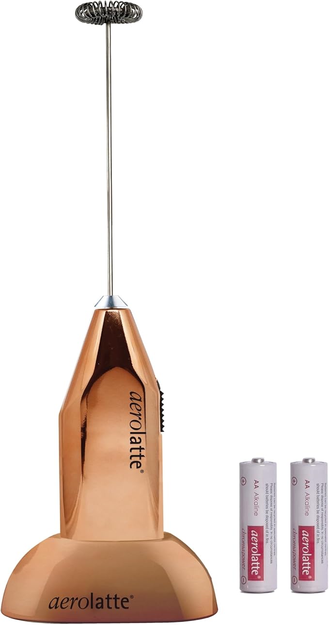 Aerolatte Milk Frother with Counter Stand, The Original Steam-Free Frother, Copper