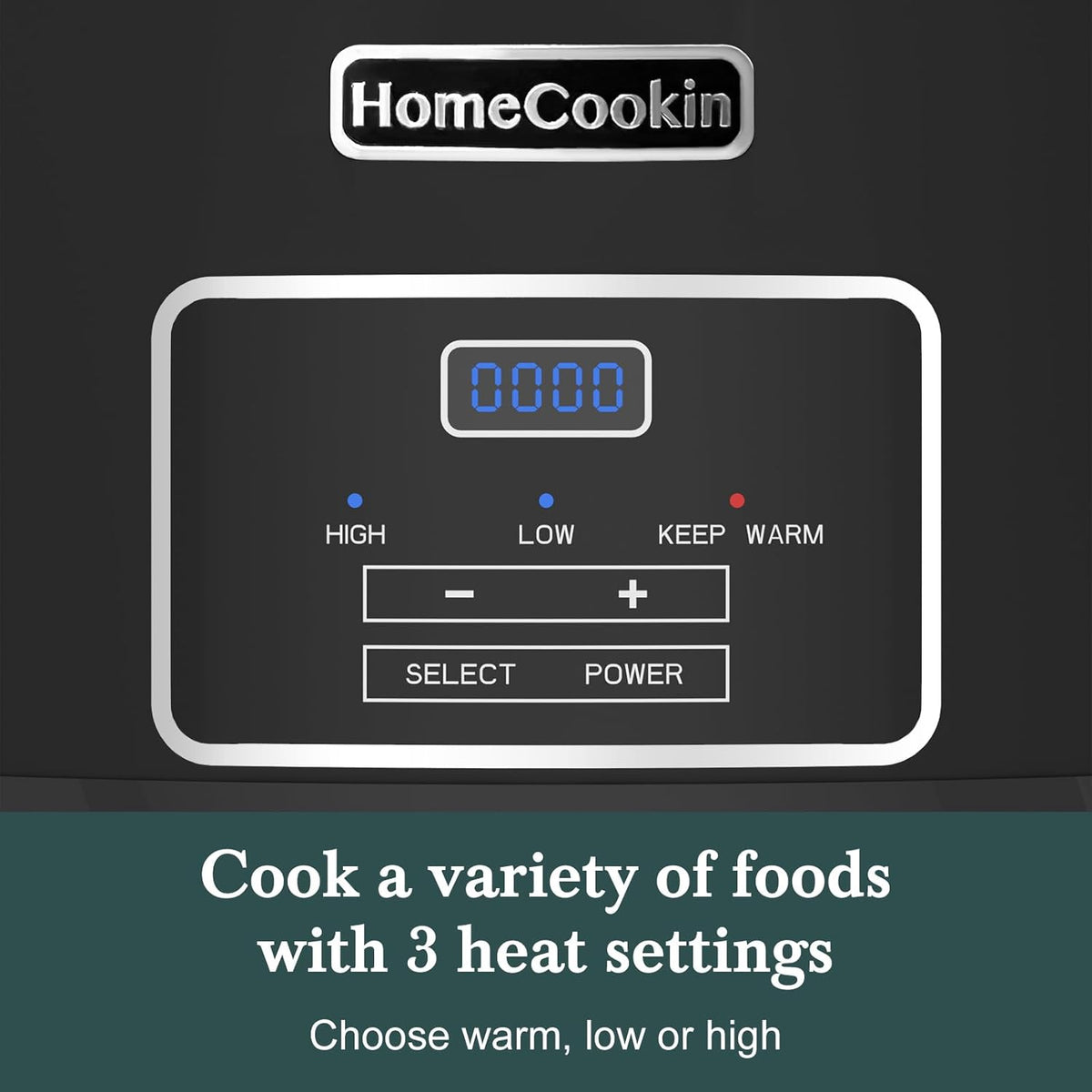 HOMECOOKIN 7-Quart Programmable Slow Cooker with Timer Keep Warm - Small Kitchen Appliance for Family Dinners - Serves 6+ People (Black)