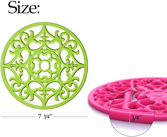 ME.FAN Trivets for Dishes/Pots/Pans, 3 Pcs Silicone Mats, Flexible/Durable/Non Slip Hot Pads to Protect Table and Counter Top (Mint Green)