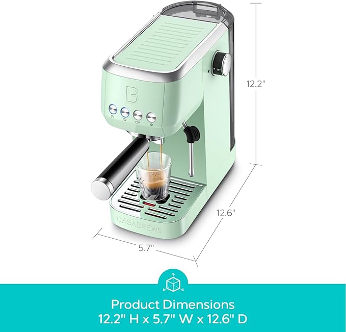 CASABREWS 3700 Essential 20 Bar Espresso Machine, Compact Coffee Maker with Steam Frother, Cappuccino & Latte Maker for Home, 43.9oz Water Tank, Pastel Green