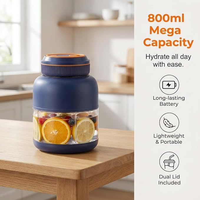 Portable Wireless Juicer Cup, 44oz Personal Blender for Shakes and Smoothies, USB-C Rechargeable Cordless Travel Blender with Leakproof Drinking Lid, BPA-Free Cup for Gym Office Outdoor (White-28 Oz)
