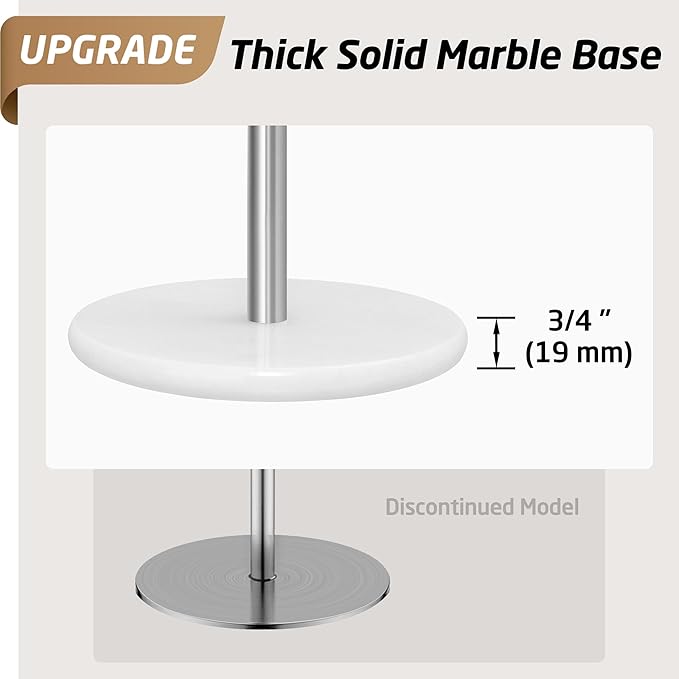 KES Paper Towel Holder Countertop, Kitchen Standing Paper Towel Roll Holders with Natural Marble Base for Standard or Jumbo-Sized Rolls Brushed Finish, KPH100-2