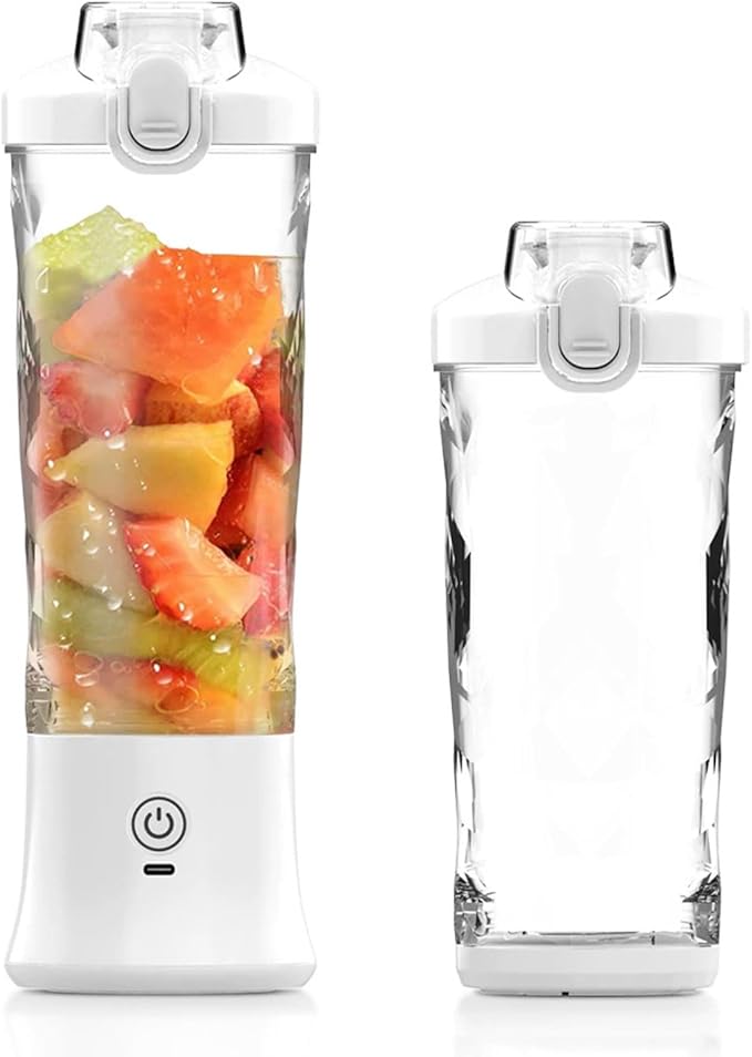 Portable Blender 600ml 18000RPM USB C Rechargeable Mini Juicer Cup with Stainless Steel Blades RGB Light for Travel Gym