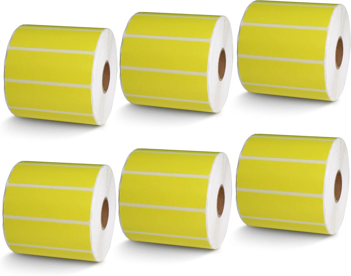 BETCKEY - 3" x 1" UPC Barcode & Address Labels Compatible with Zebra & Rollo Label Printer,Premium Adhesive & Perforated[Yellow, 6 Rolls, 8250 Labels]