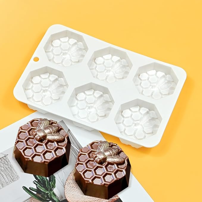 mostsom Honeycomb Molds Silicone Non-Stick Rabbit Cookie Mold Diy Rose Flower Chocolate Mould Used for Jelly, Candy,Biscuits (B_8.2x5.3x0.9 inch)