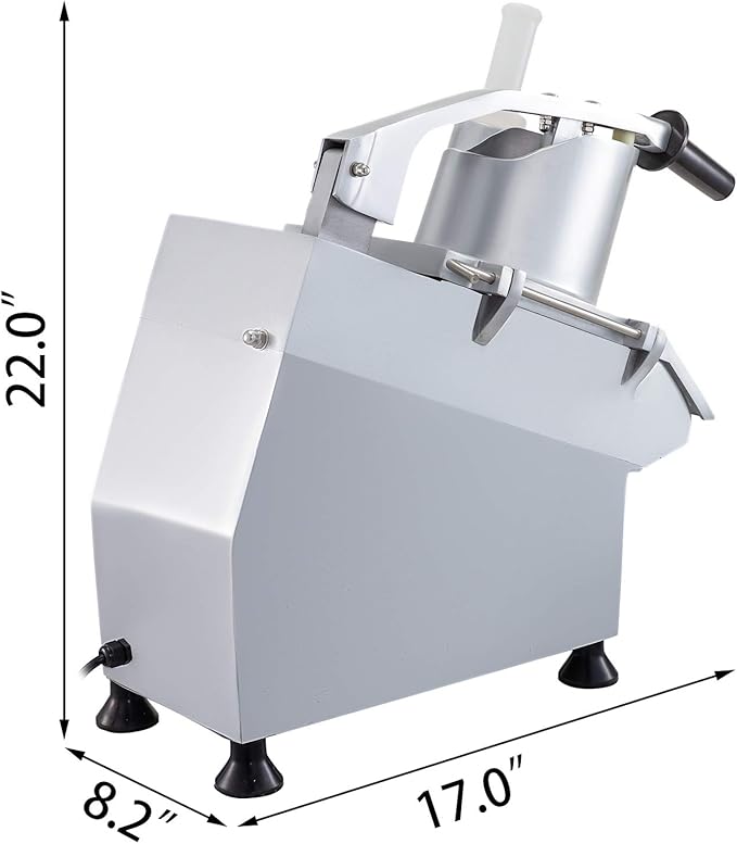 VEVOR Commercial Food Processor 2 Feeding Holes, 550W Electric Vegetable Slicer 1600 RPM, Stainless Steel Vegetable Processor Detachable 6-blades, 3mm/4mm/7mm Shred, 2mm/4mm Slice